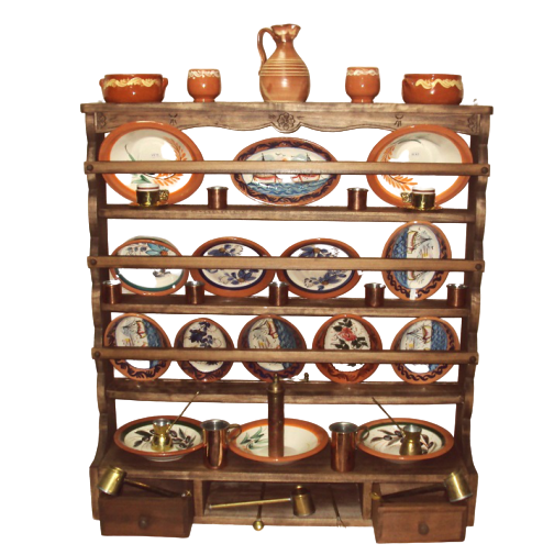 Ξύλινη Παραδοσιακή πιατοθήκη με συρτάρια